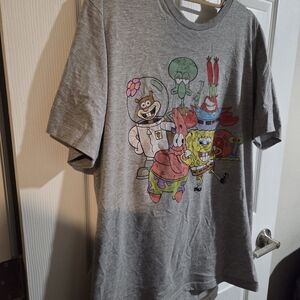 Nickelodeon Gray Short Sleeve Tee with Cartoon Graphics